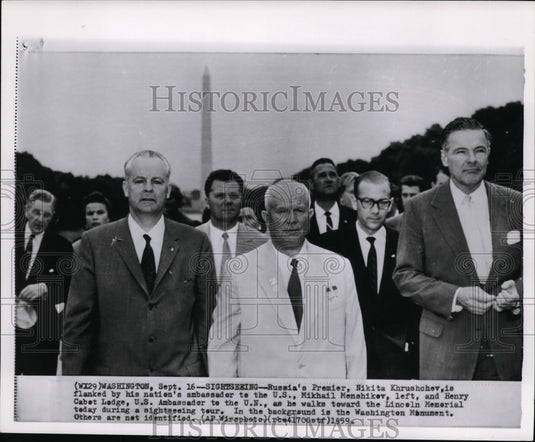 1959 Press Photo Russia Premier Nikita Khrushohev & Henry Cabet during tour - Historic Images