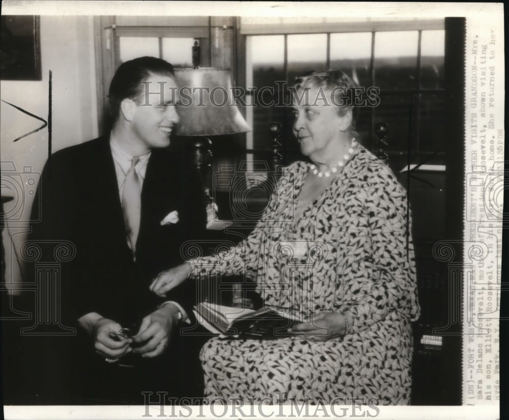 1936 Press Photo Mrs. Sara Delano Roosevelt &amp; Eliott Roosevelt - Historic Images