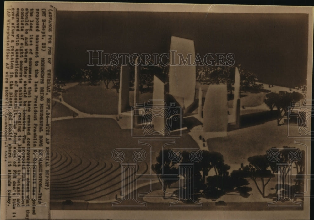 1961 Press Photo Picture of a proposed monument to the late President Roosevelt - Historic Images