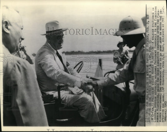 1943 Press Photo President Roosevelt Visits Rubber plantation in Liberia - Historic Images