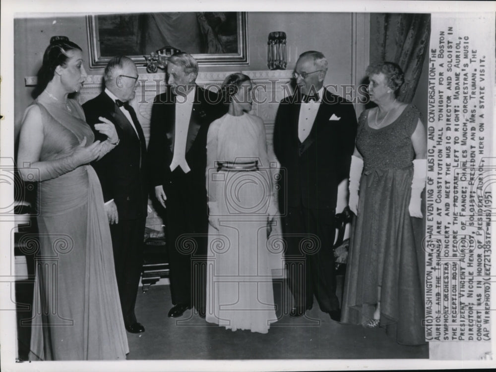 1951 Press Photo Pres. and Mrs. Truman and the Auriols-Boston Orchestra Concert - Historic Images