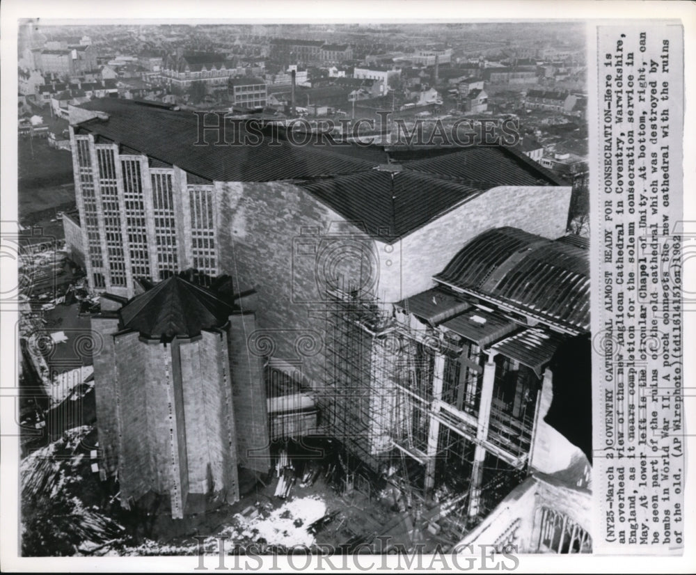 1962 Press Photo Coventry Cathedral almost ready for Consecration - cvw16411-Historic Images