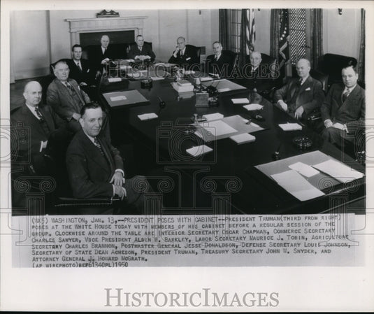 1950 Press Photo President Harry Truman and his Cabinet at the White House- Historic Images