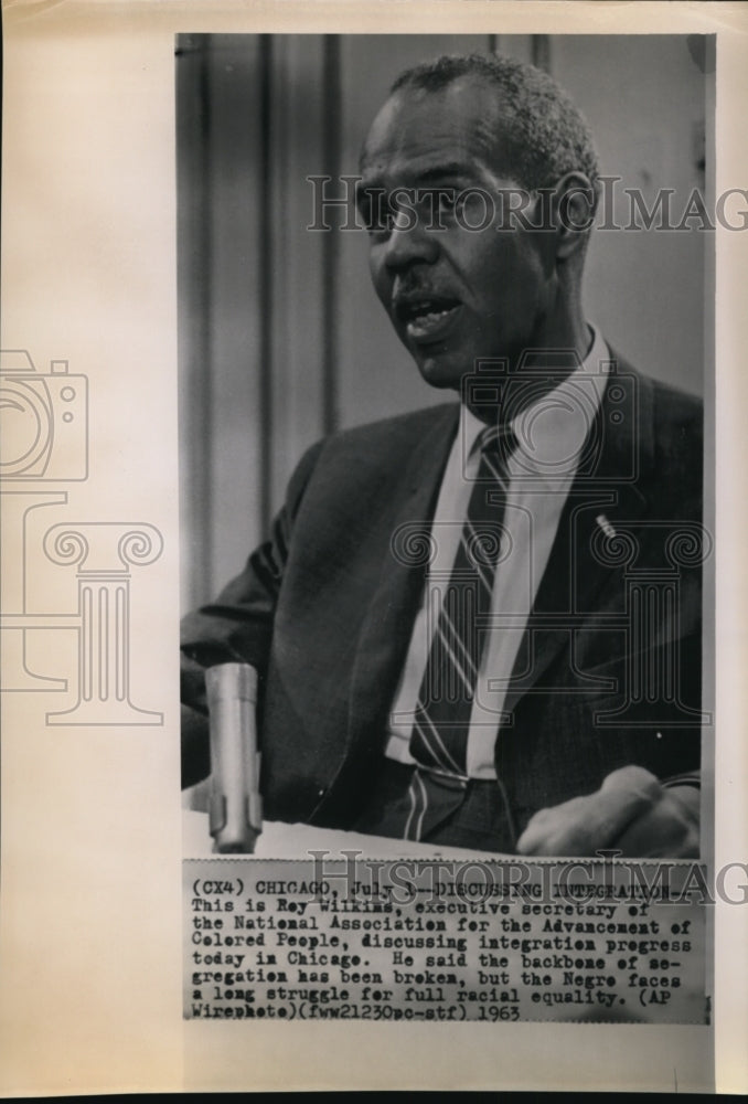 1963 Press Photo NAACP Exec. Sec. Ray Wilkins talks about integration progress - Historic Images