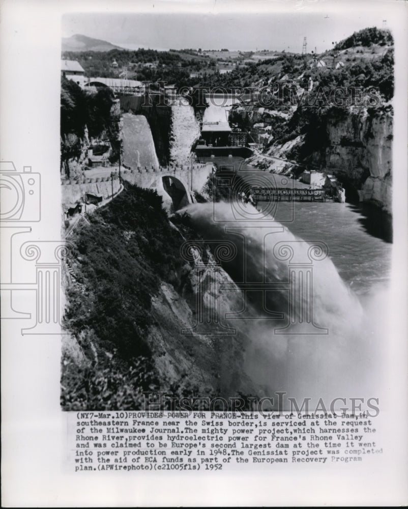 1952 Press Photo A view of Genissiat Dam in southern France-hydroelectric power - Historic Images