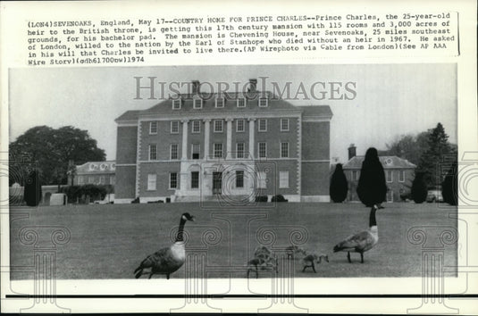 1974 Chavening Mansion in Sevenoaks England Given to Prince Charles - Historic Images