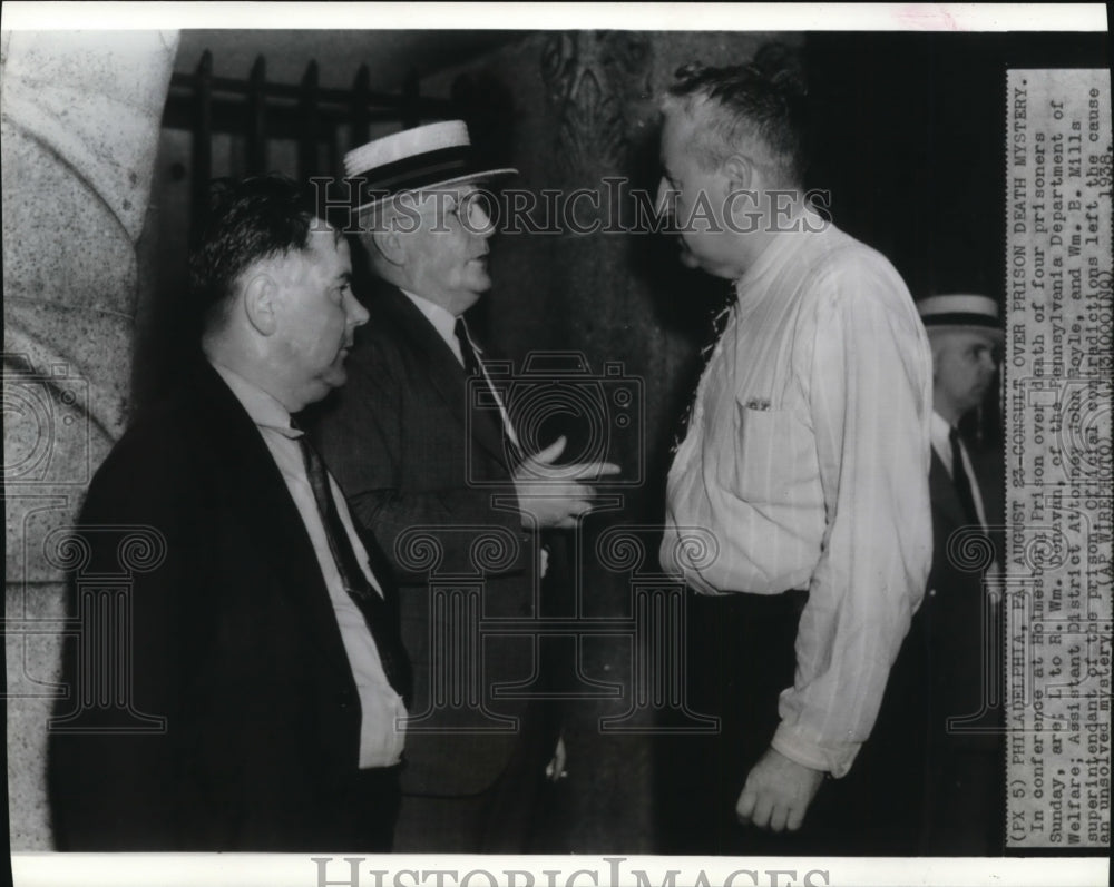1937 Press Photo William Donavan, John Boyle & William Mills Talk Prison Deaths - Historic Images