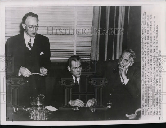 1950 Press Photo David Cole, Fact Finding Board Announces Mine Strike Agreement-Historic Images