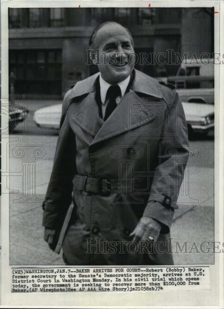 1974 Press Photo Robert Baker former secretary to Senate&#39;s Democratic majority - Historic Images