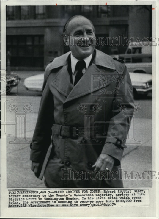 1974 Press Photo Robert Baker former secretary to Senate's Democratic majority - Historic Images