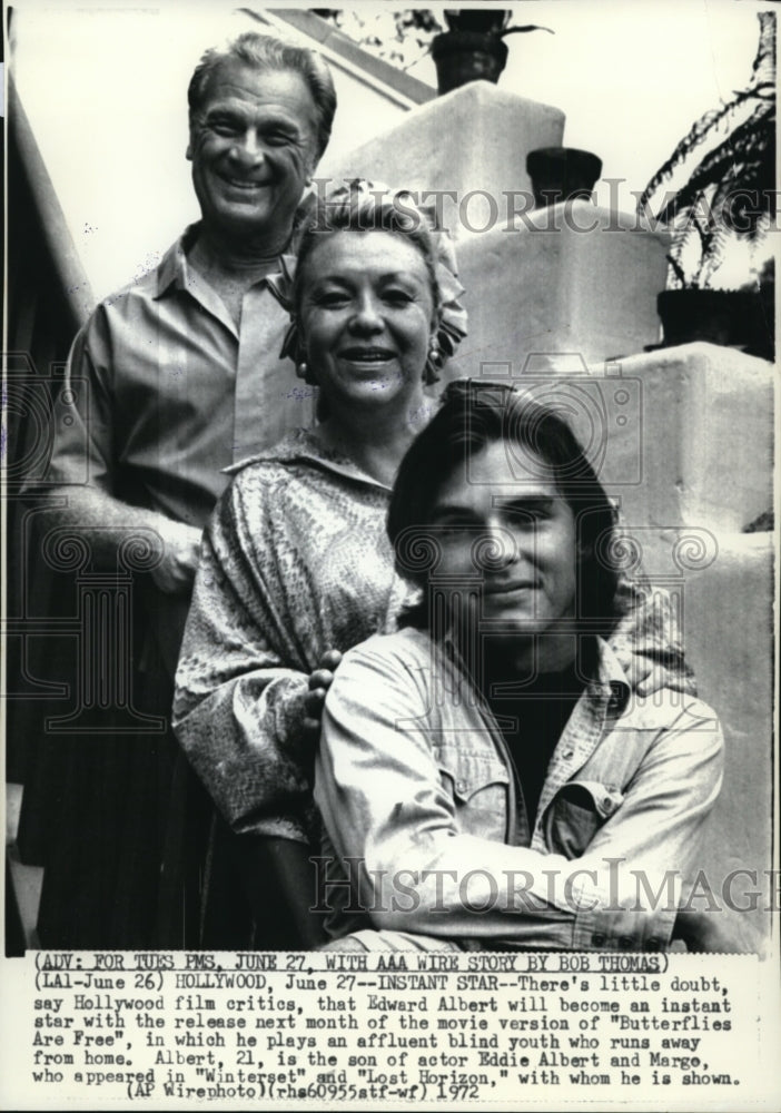 1972 Press Photo Eddie Albert Shown with wife Margo and son Edward - cvw17004- Historic Images