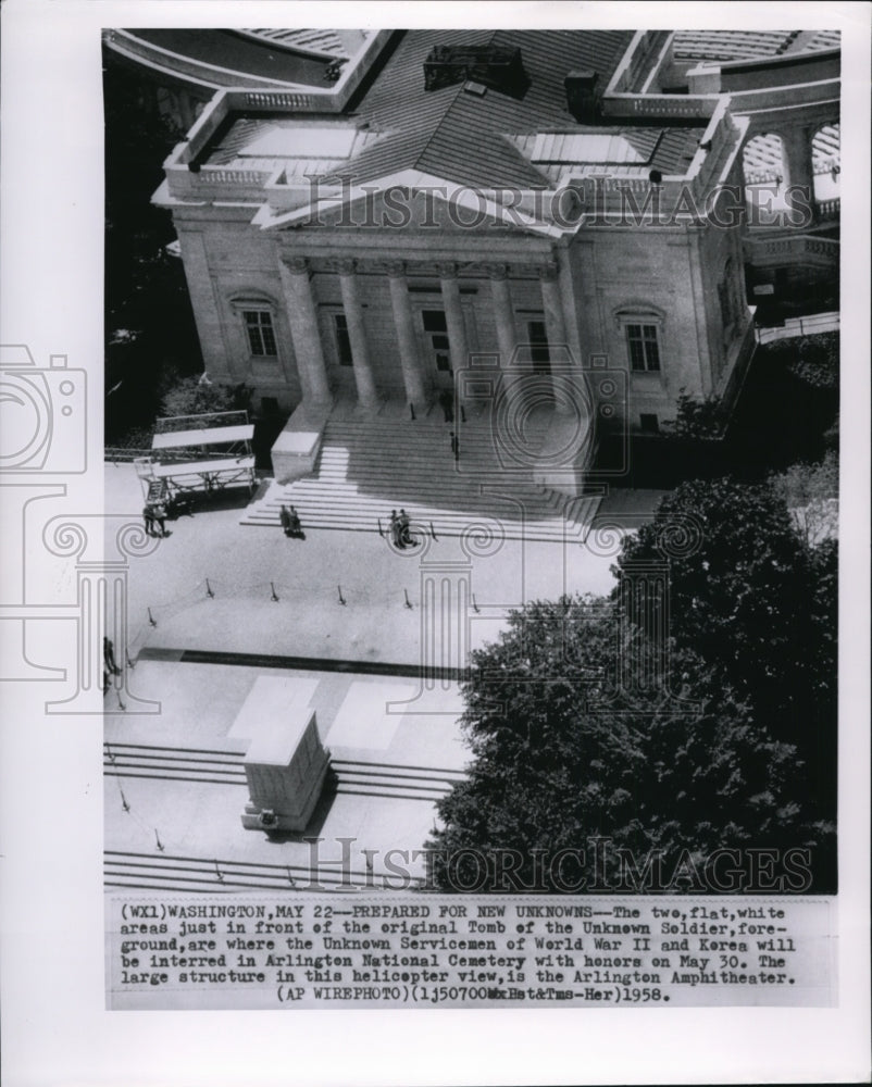 1958 Press Photo World War II-Korea War Unknown Soldiers in Arlington Cemetery - Historic Images