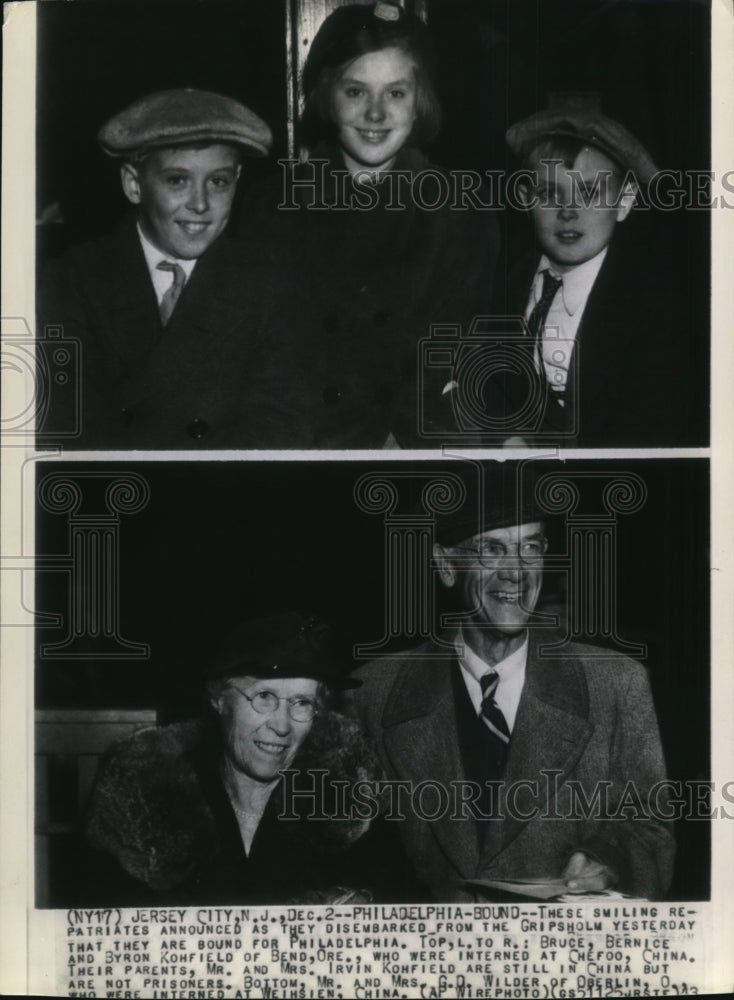 Press Photo Kohfield Children, Mr. &amp; Mrs. Wilder were Philadelphia Bound, WWII - Historic Images