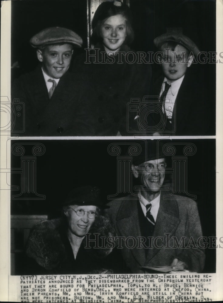 Press Photo Kohfield Children, Mr. & Mrs. Wilder were Philadelphia Bound, WWII - Historic Images