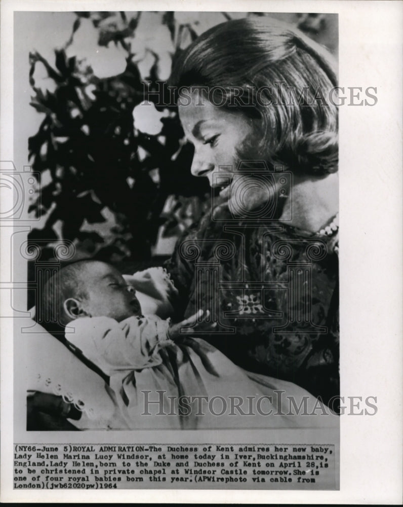 1964 Duchess of Kent Looks at baby Lady Helen Marina Lucy Windsor - Historic Images