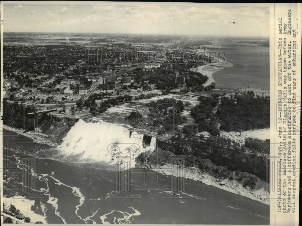 1969 Press Photo aerial photo of the American Falls of Niagara Falls-Historic Images