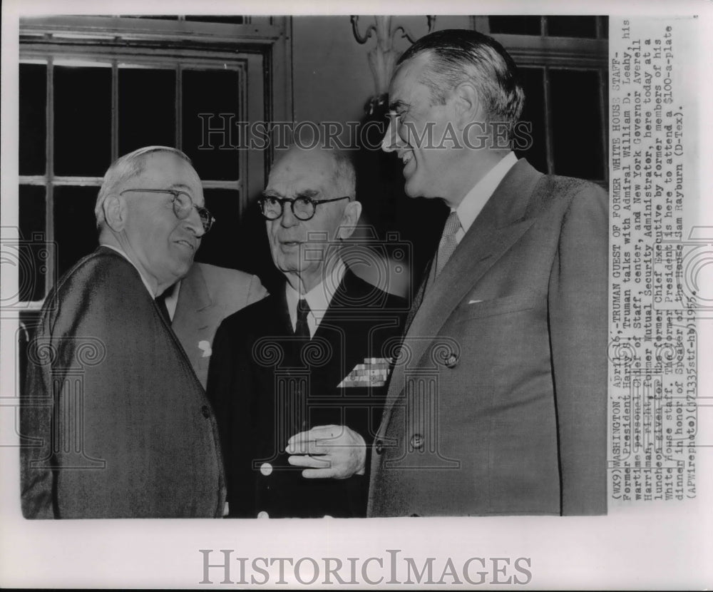 1955 Press Photo Former President Harry Truman talks with Admiral William Leahy-Historic Images