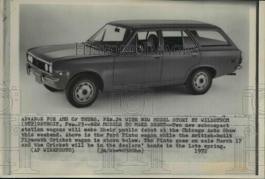 1972 Press Photo New Subcompact station wagons to debut at Chicago Auto Show-Historic Images