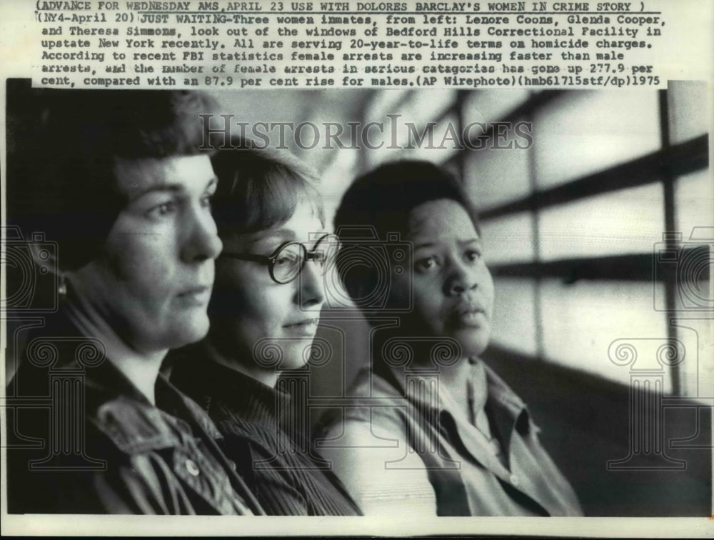 1975 Press Photo Three Women Inmates all serving 20 year - cvw17626 - Historic Images