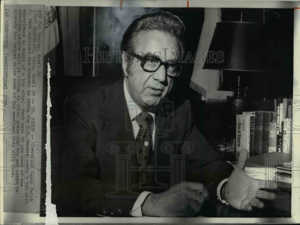 1974 Press Photo Cleveland Mayor Ralph J. Perk - cvw18028- Historic Images