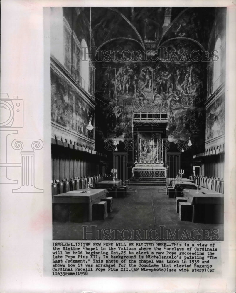 1958 Press Photo view of the Sistine Chapel in the Vatican - cvw18207 - Historic Images