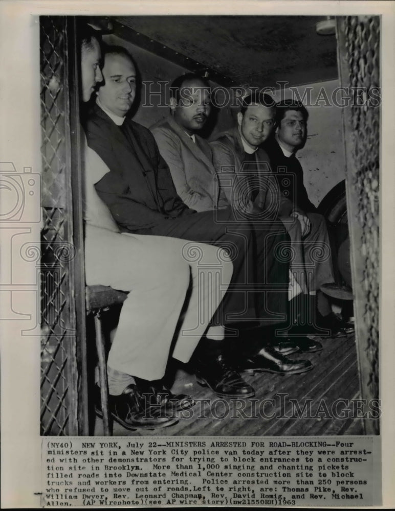 1963 Press Photo Four ministers arrested in a demonstration in Brooklyn- Historic Images