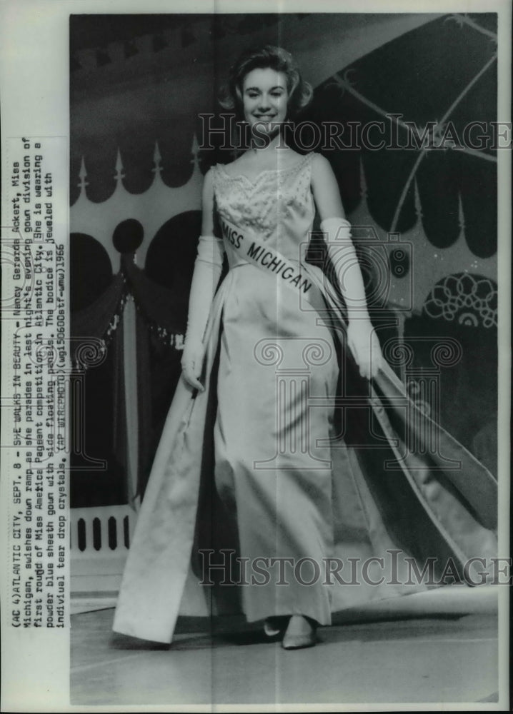 1966 Press Photo Nancy Gerarda Ackert, Miss Michigan, in Miss America Pageant.-Historic Images