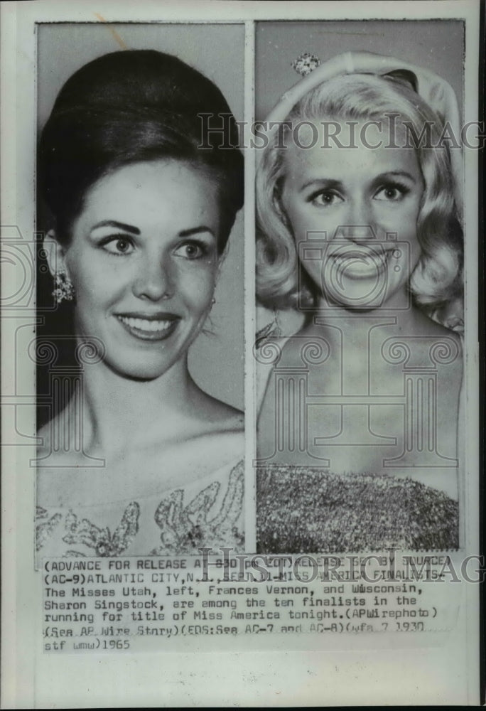 1965 Press Photo Miss Utah and Miss Wisconsin are among Miss America finalists. - Historic Images