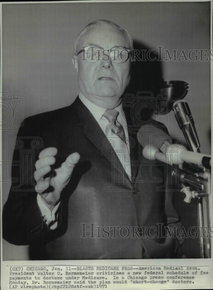 1971 Press Photo Dr.Walter C.Bornemeier President of the American Medical Assn.-Historic Images