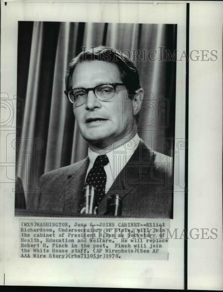 1970 Press Photo Elliot Richardson Undersecretary of the State - cvw18465 - Historic Images