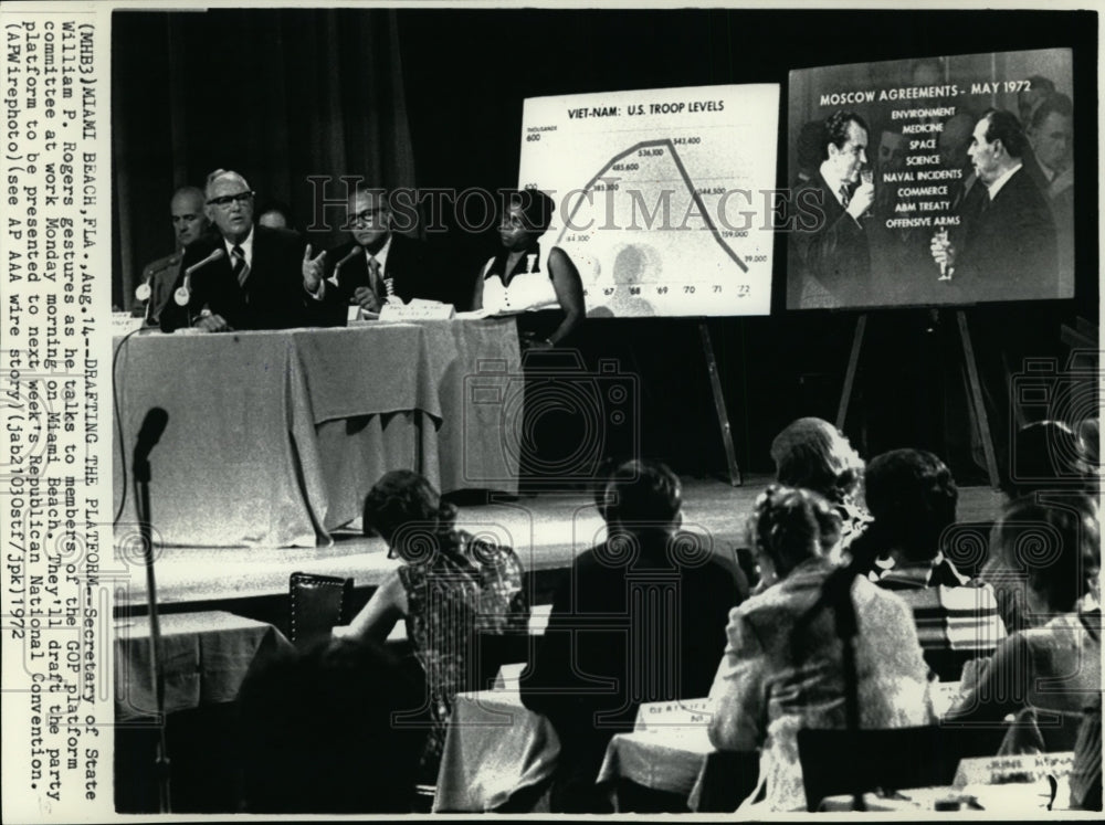 1972 Press Photo Secretary William RogersTalks to Republican Platform Committee - Historic Images