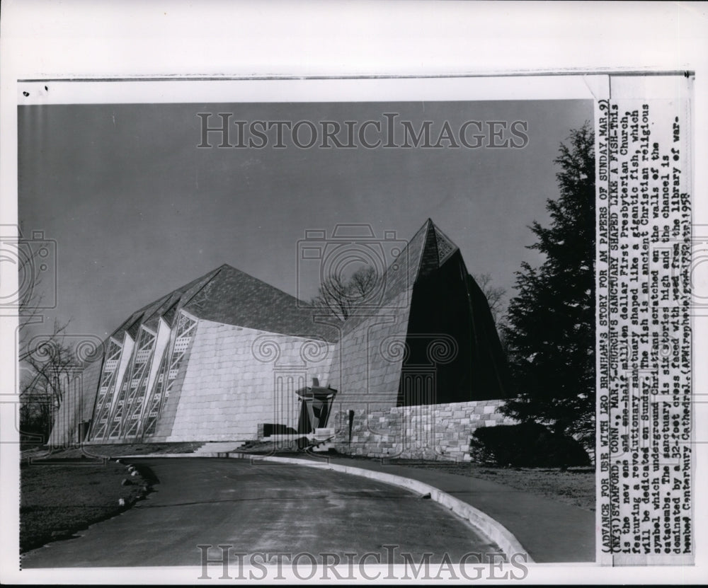 1958 Press Photo First Presbyterian Church Constructed in Stanford Connecticut- Historic Images