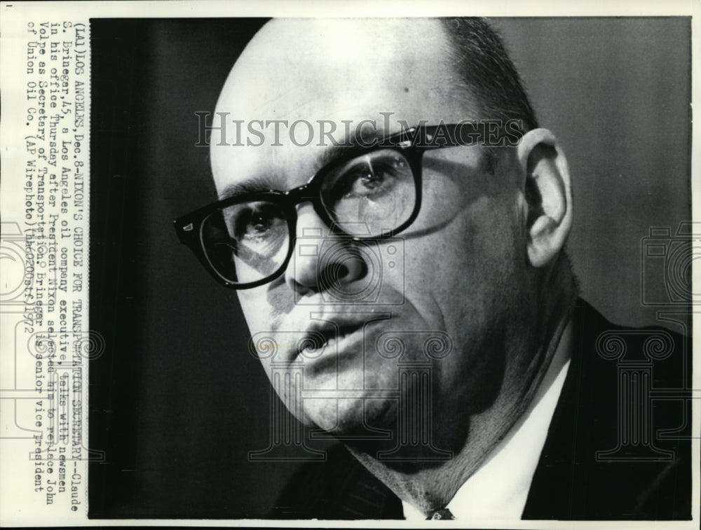 1972 Claude Brinegar as the new Secretary of Transportation - Historic Images