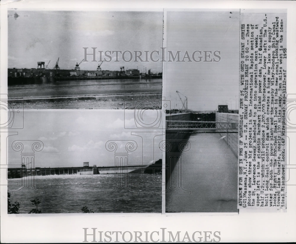 1958 Press Photo St. Lawrence Seaway Projects, New York, Ready For Operation - Historic Images