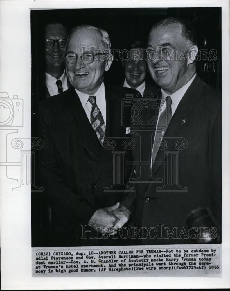 1968 Press Photo Gov.A.B.Chandler of Kentucky meets Harry Truman at his hotel - Historic Images