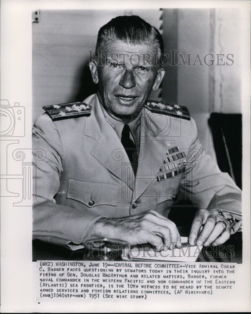 1951 Vice Adm. Oscar Badger questioned for firing Gen. MacArthur - Historic Images