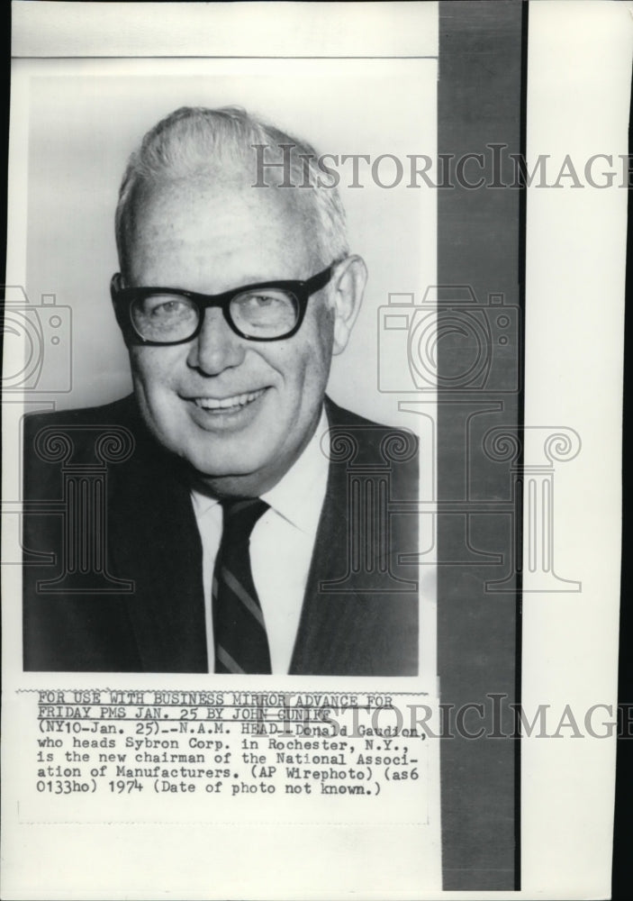 1974 Press Photo Donald Gaudion, chairman of Nat&#39;l Association of Manufacturers - Historic Images