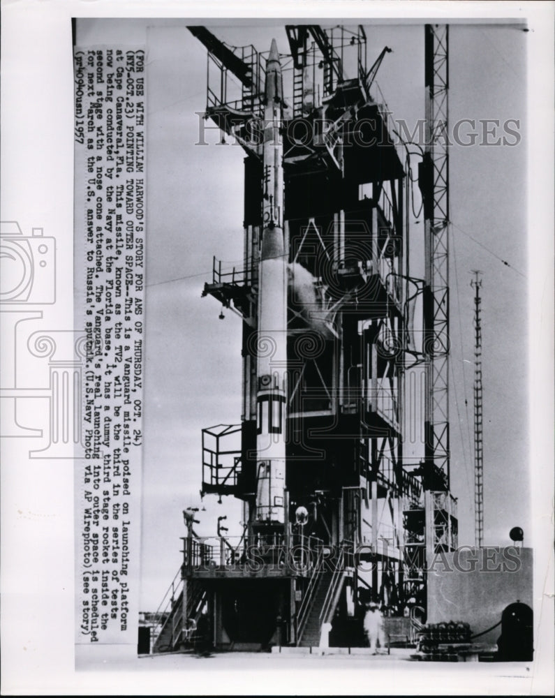 1957 Vanguar TV2 Stand on Launch Pad at Cape Canaveral Awaits Test - Historic Images