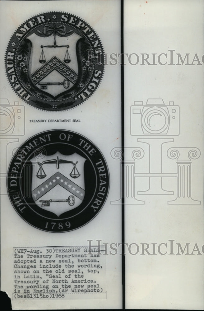 1968 Seal of the Treasury of North America - Historic Images