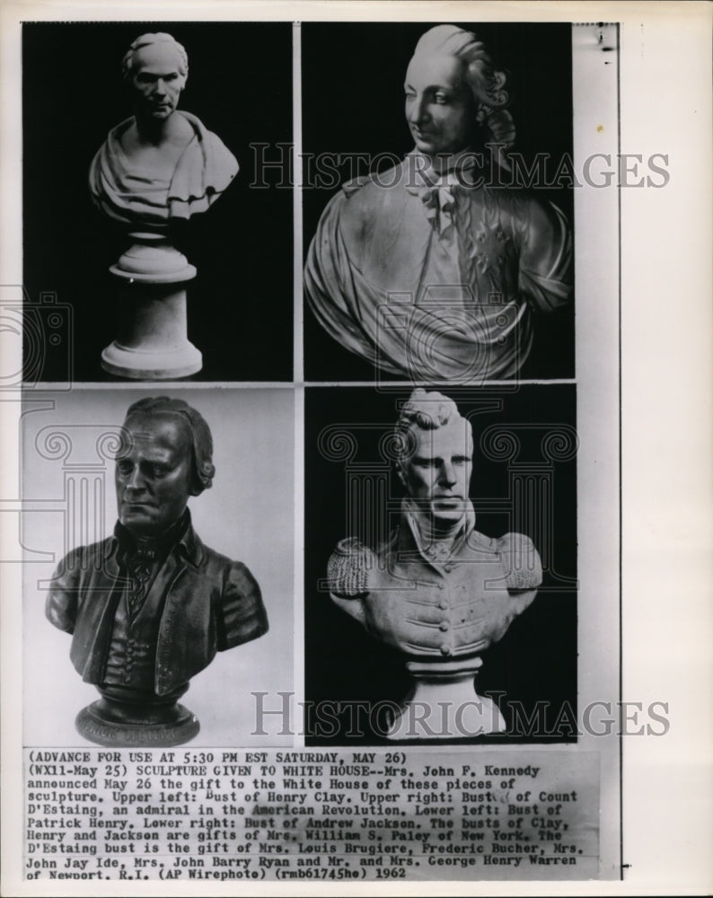 1962 Busts of Henry Clay &amp; Count D&#39;Estaing given to the White House - Historic Images