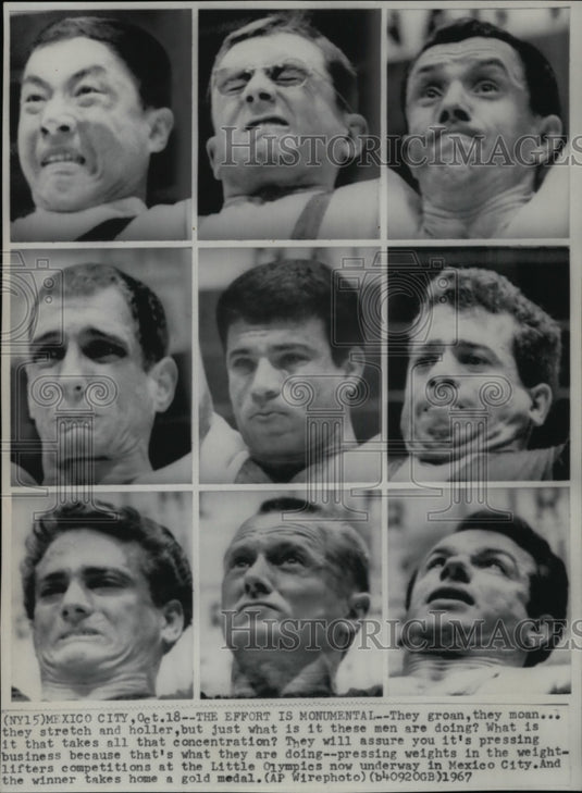 1967 Press Photo 12 Views of Weightlifters in Little Olympics Competition - Historic Images
