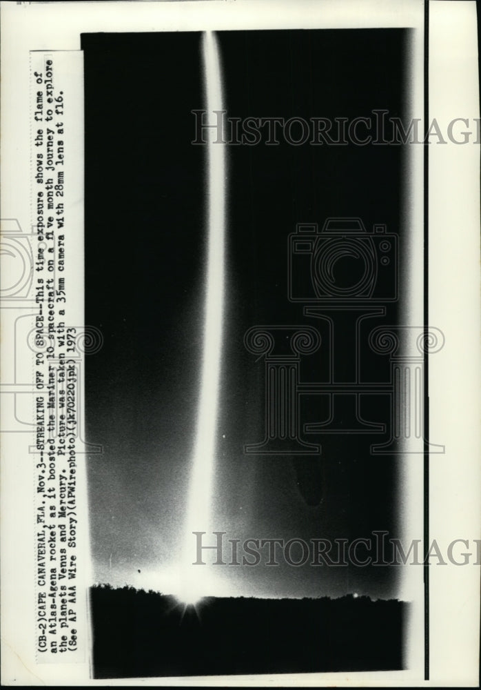 1973  Atlas Agena Rocket Advances Mariner 10 Spacecraft to Space - Historic Images