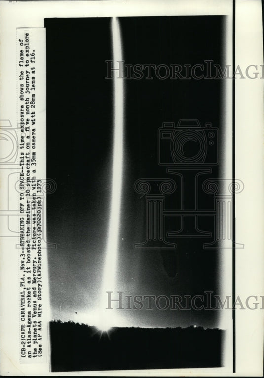 1973  Atlas Agena Rocket Advances Mariner 10 Spacecraft to Space - Historic Images