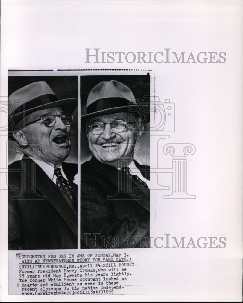 1959 Press Photo Former President Harry Truman Still Energetic at the Age of 75 - Historic Images