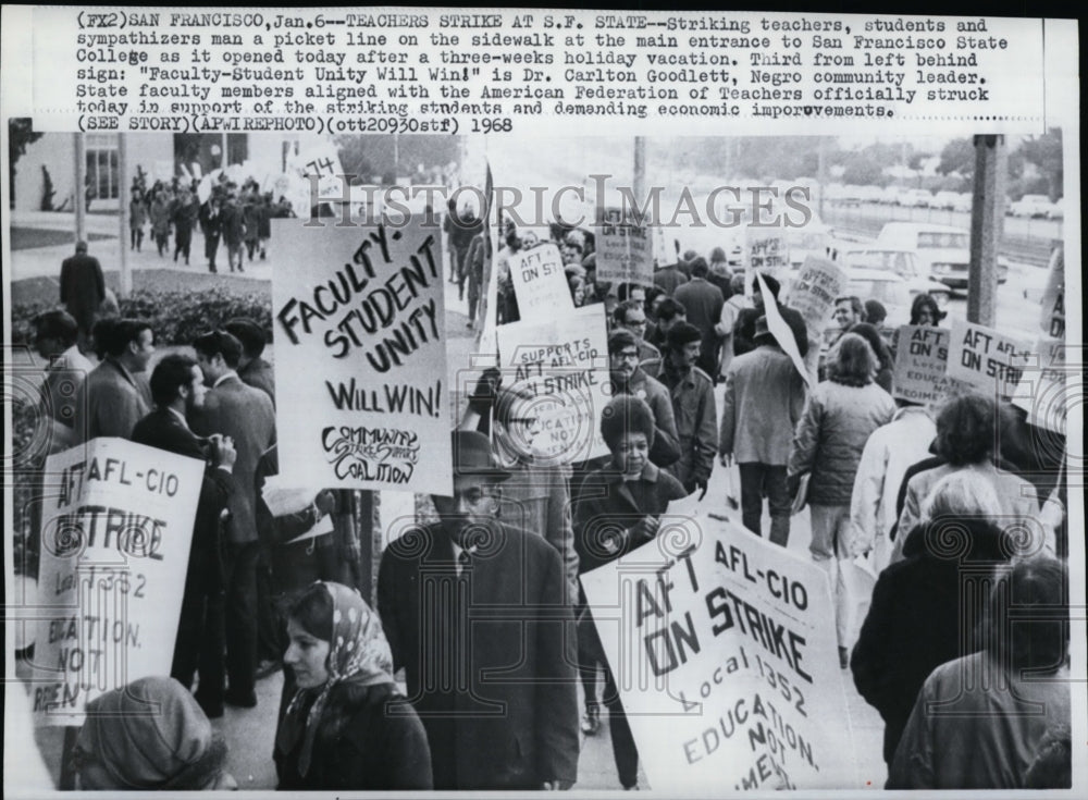 1968 Press Photo California Teachers Rally Manned by Students And Teachers - Historic Images