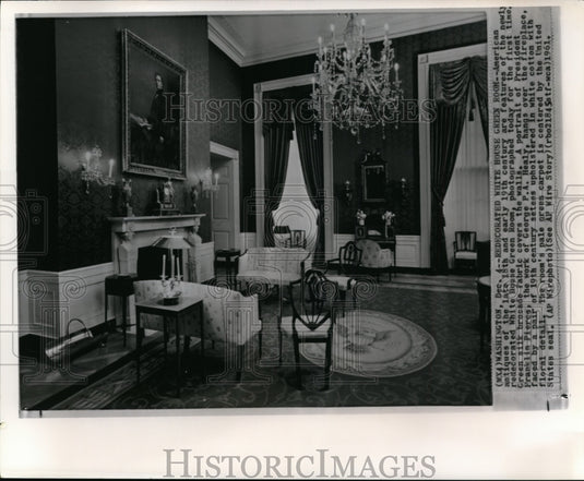 1961 Press Photo White House Green Room's View of New Interior Decoration-Historic Images