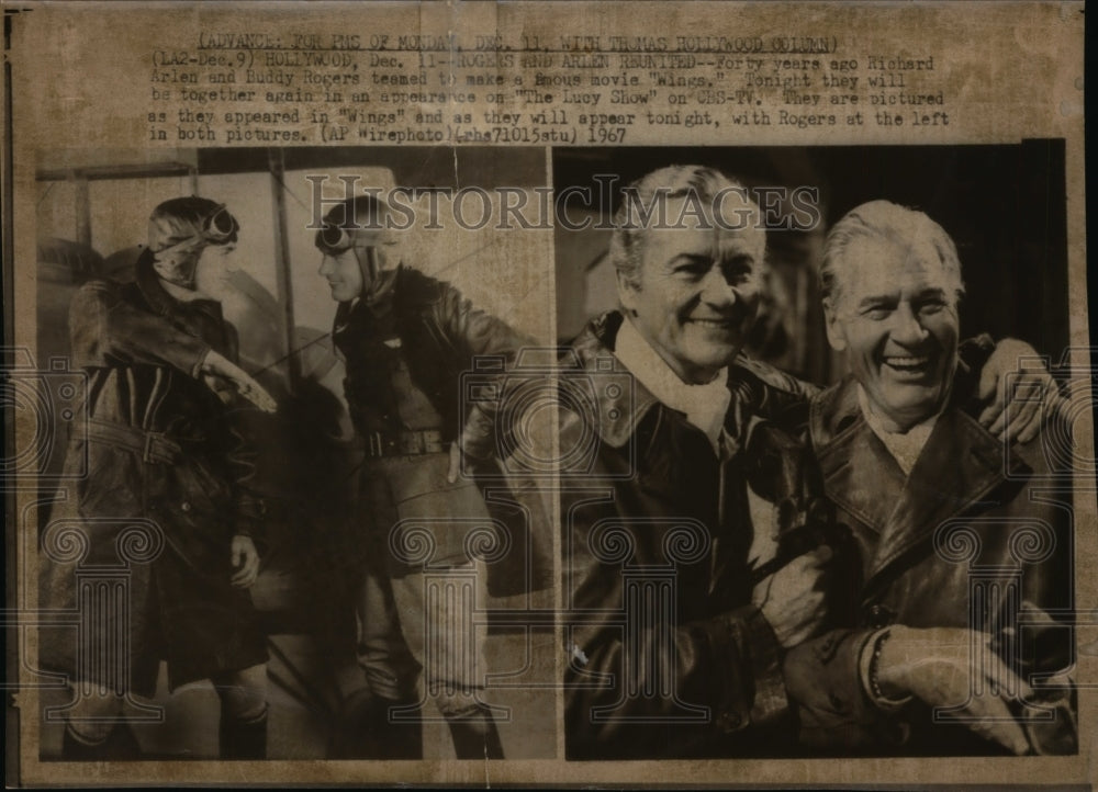 1967 Press Photo Richard Arlen and Buddy Rogers in Wings and The Lucy Show-Historic Images