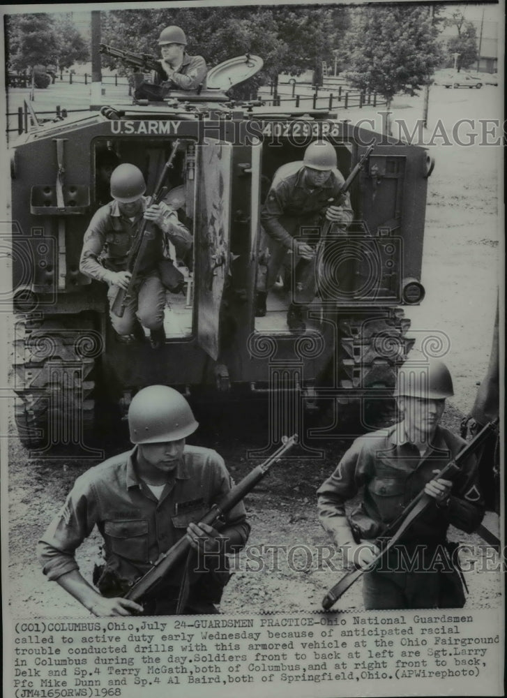 1968 Press Photo Ohio National Guard Sgt. Delk, Sp 4 McGath, PFC Dunn &amp; SP Baird-Historic Images