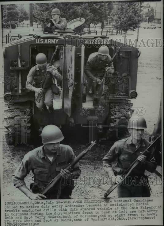 1968 Press Photo Ohio National Guard Sgt. Delk, Sp 4 McGath, PFC Dunn & SP Baird-Historic Images