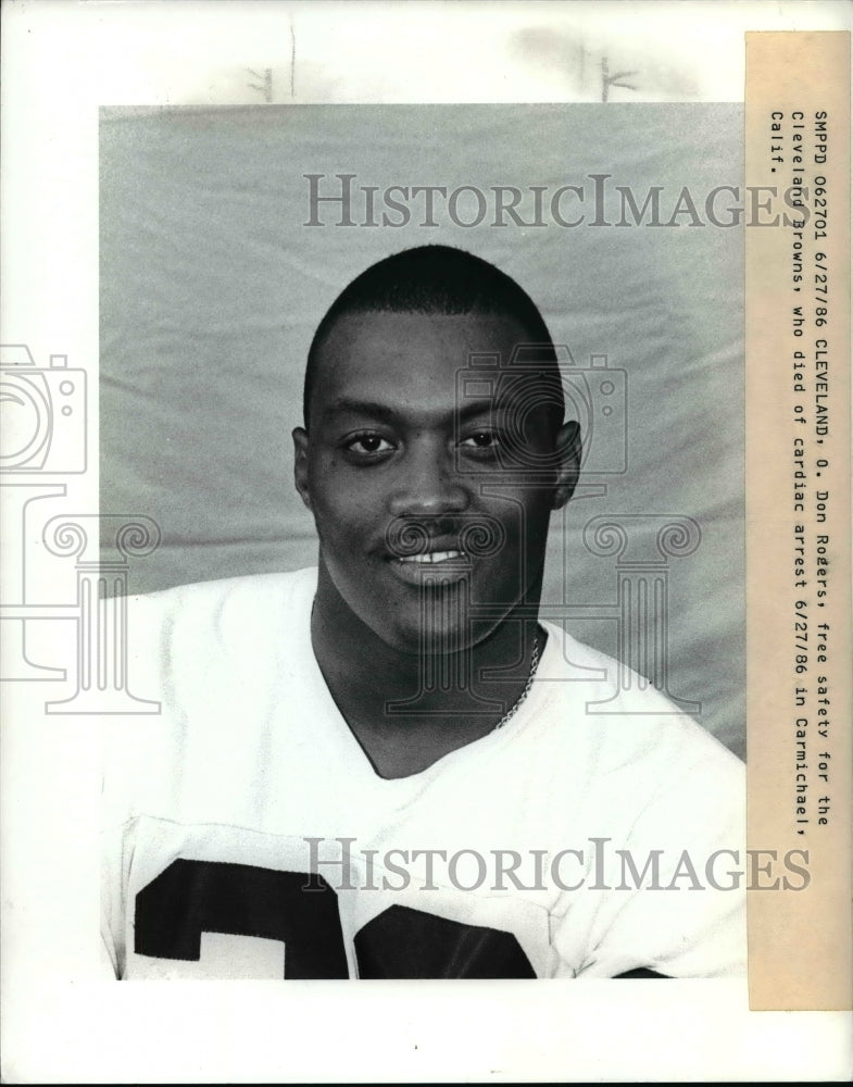 1985 Press Photo Don Rogers, Cleveland Browns Safety Died of Cardiac Arrest- Historic Images